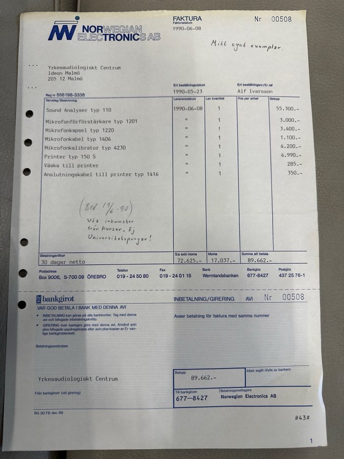 Norsk Elektronik AB Sound Analyzer Typ 110