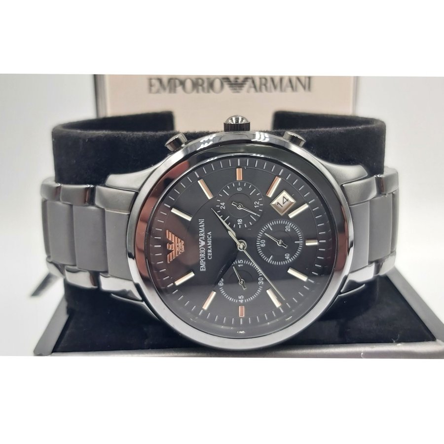 Emporio Armani Renato AR1452 Ceramica Chronograaf Herenhorloge nieuw