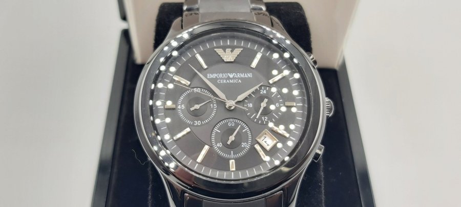 Emporio Armani Renato AR1452 Ceramica Chronograaf Herenhorloge nieuw