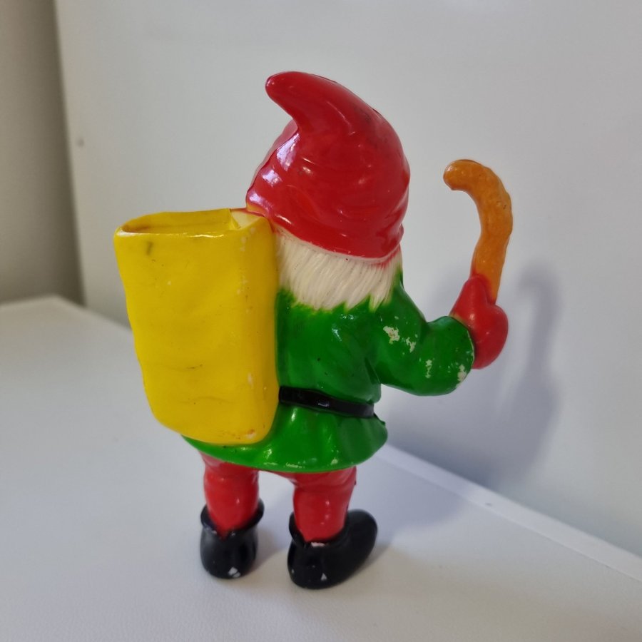 Tomtefigur i plast med säck på axeln - Retro - 14 cm S Samfraktar