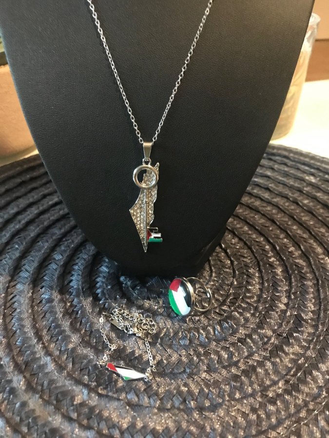 3i1 /Palestina flagga karta/halsband Armbad  Ring/Silver