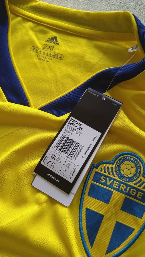 Landslaget Sverige 18/19 Adidas gul tröja, storlek 2XL