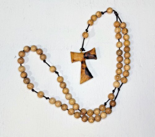 Rosary Tau of St. Francis of Assisi SP handmade wood Cross olive wood