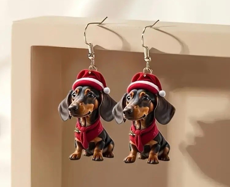 Nya Fina TAX Örhängen Till Jul - Dachshund -