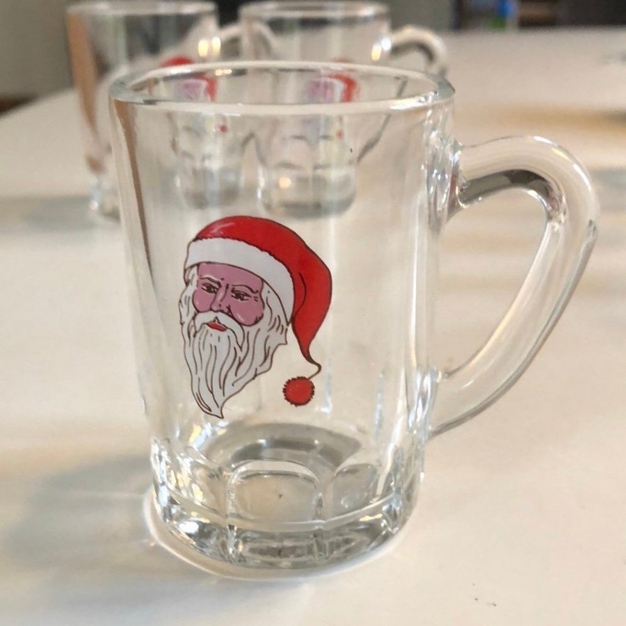 6 st glögg glas med tomtemotiv France retro vintage jul advent