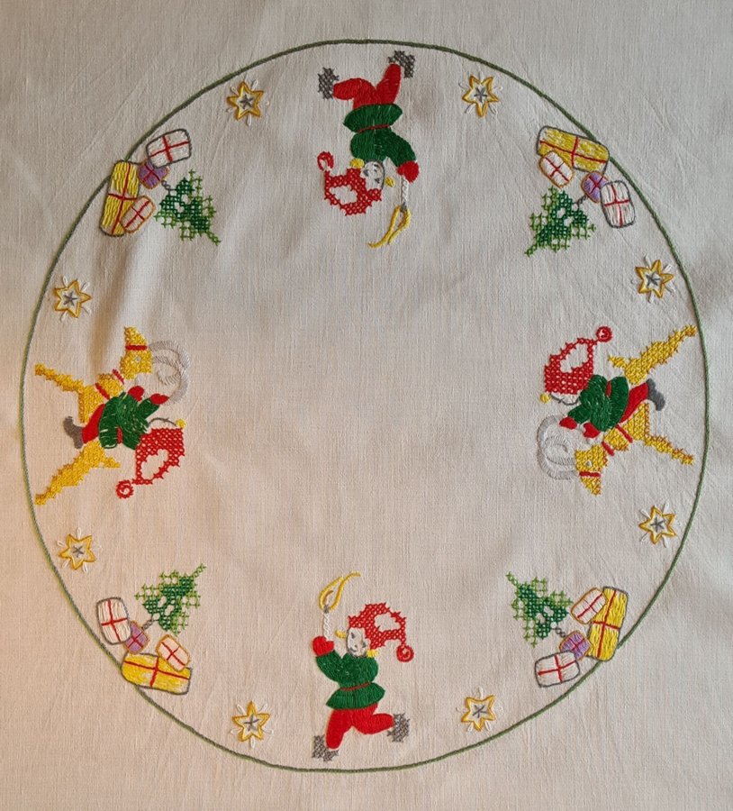 Vintage broderad julduk tomtar