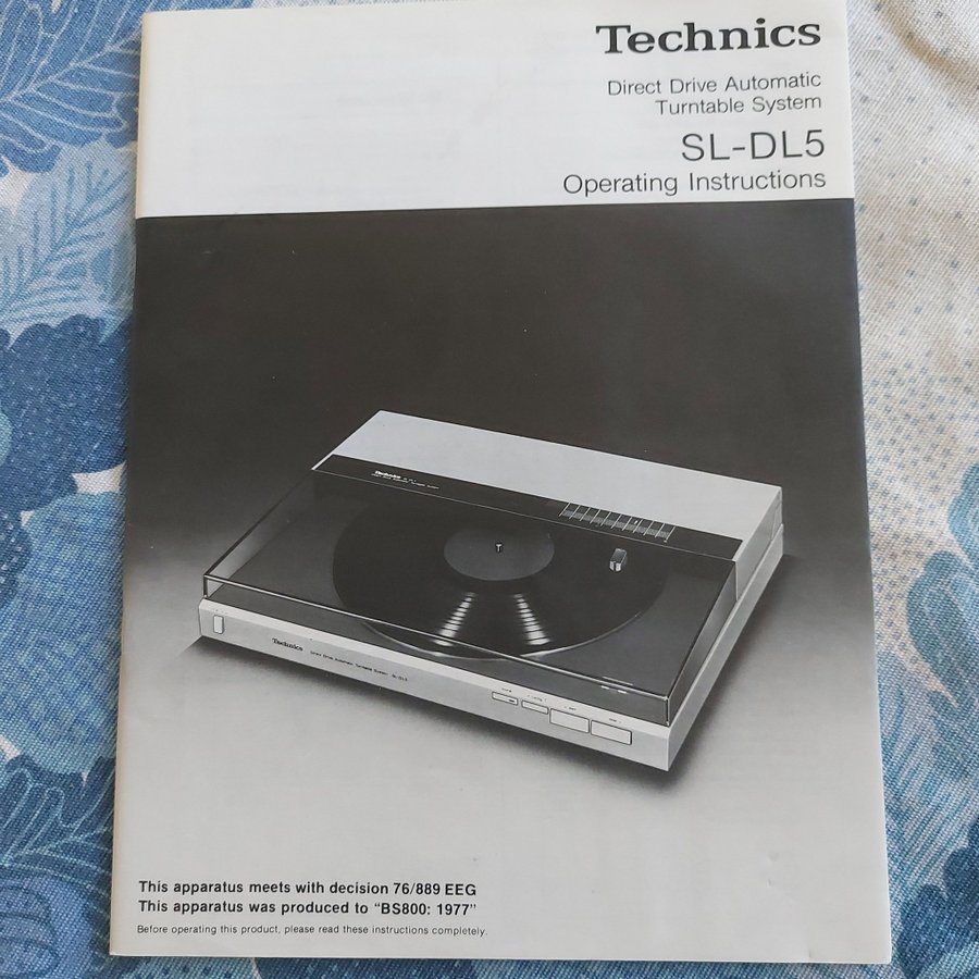 Manual: Technics SL-DL5 Direkt Driven Skivspelare