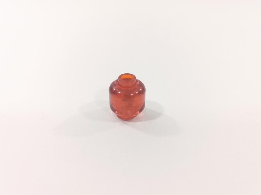 Lego - huvud - head - transparent - part 3626 - röd (trans red)