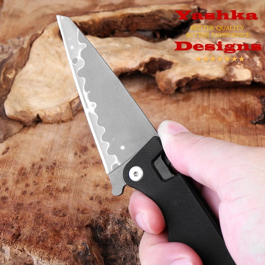 Hunting Knife 3-Layer Folding Blade Outdoor Camping BBQ Fishing Pocket Home Tool