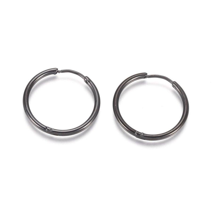 REA___REA___1 Par 21 mm Hoops örhängen i regnbågsfärgad i 316L stål