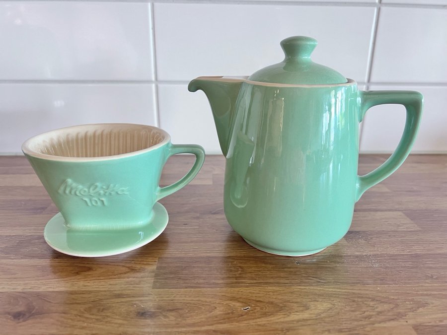 Melitta kaffekanna och kaffefilterhållare retro-vintage