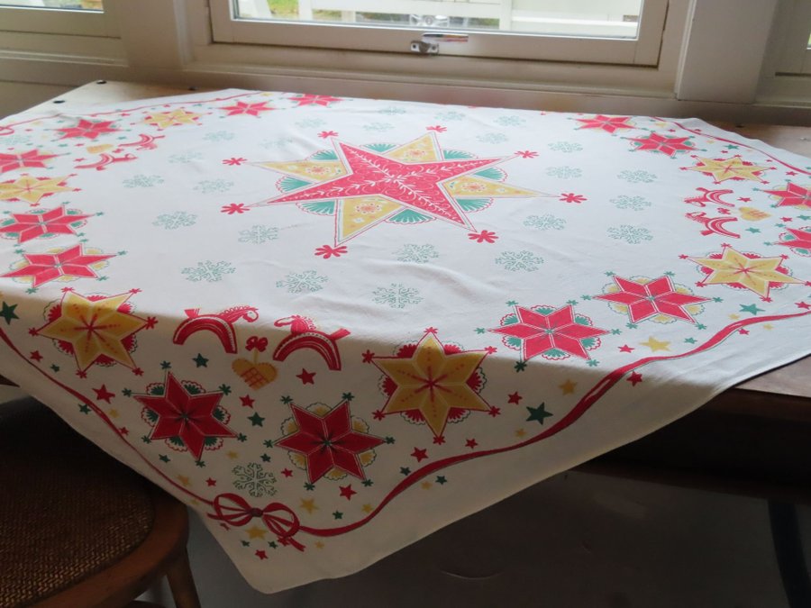 Stor Äldre Julduk Dalsjöfors Design Märta Maria Dahlin 40-50-tal Retro