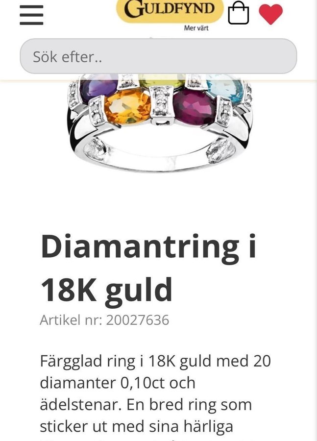 15498 kr nyp Diamantring i 18k vitguld diamanter stl.17.5