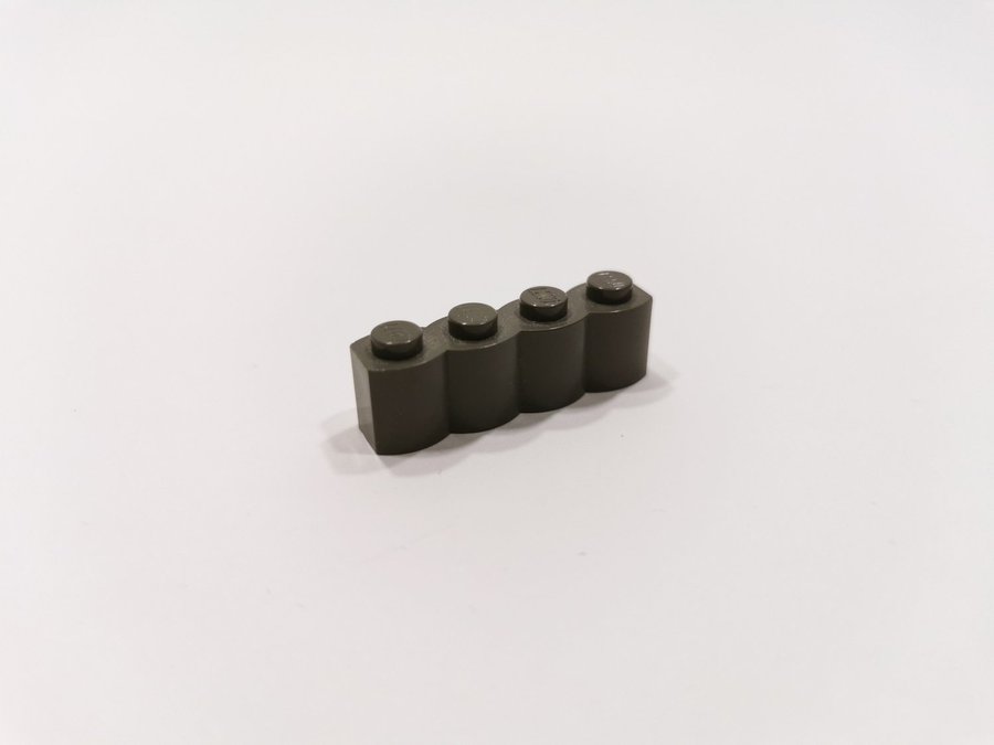 Lego - brick - modifierad - välvd - 1x4 - part 30137 - mörkgrå (old dark gray)