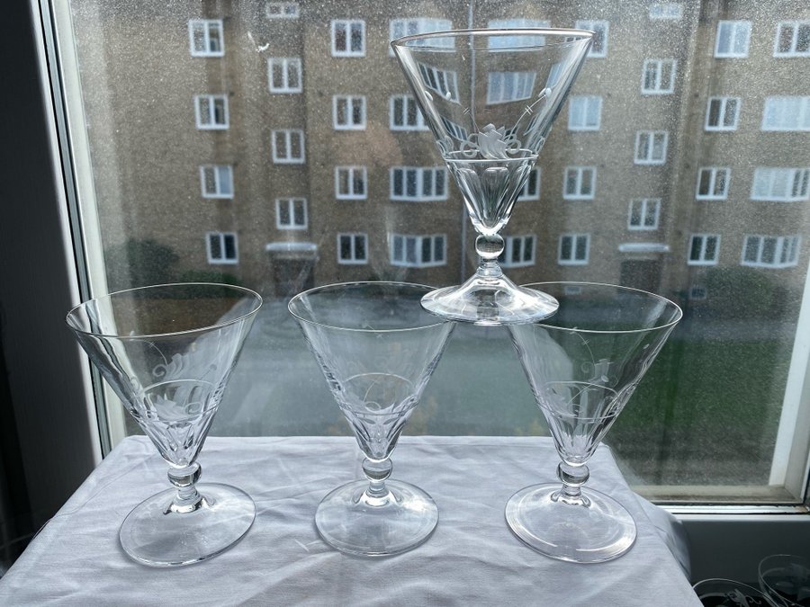 4 Jättecoola Vin/Cocktailglas - Art Deco - Johansfors