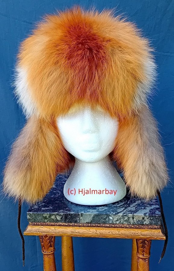 ÄKTA PÄLSMÖSSA RÖDRÄV RÄVPÄLS Päls Mössa Pälskrage Pälsjacka Fox Fur Mink Räv