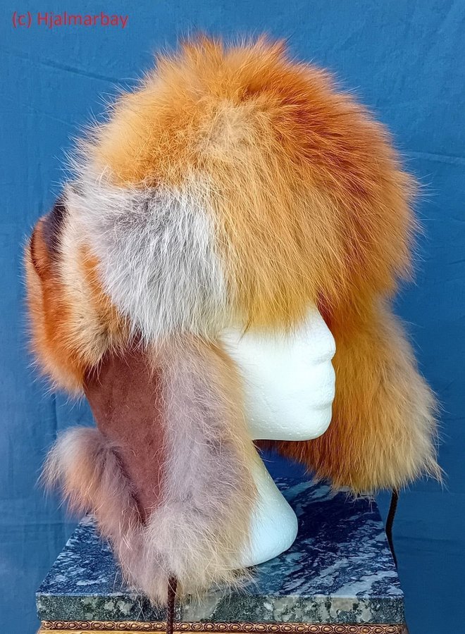 ÄKTA PÄLSMÖSSA RÖDRÄV RÄVPÄLS Päls Mössa Pälskrage Pälsjacka Fox Fur Mink Räv