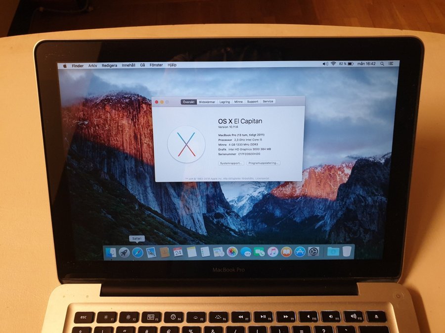 MacBook Pro 13” tidigt 2011 4GB RAM 320 SSD