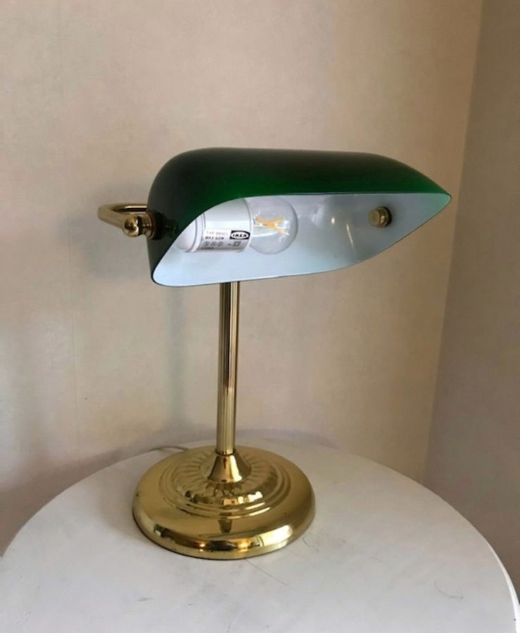 Vintage Ikea Grön Bankirlampa Skrivbordslampa Lampa Retro Bordslampa Mässing