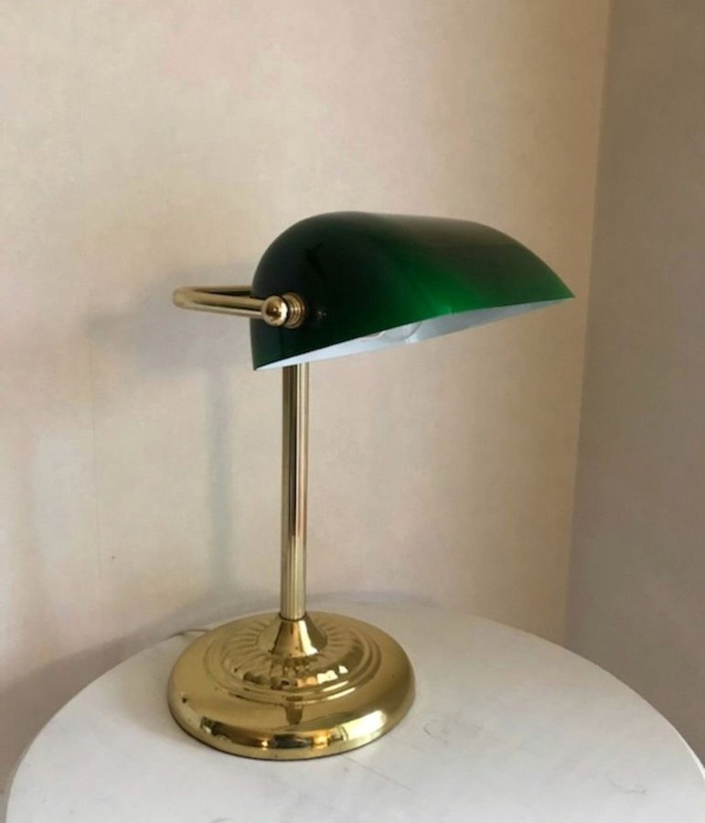 Vintage Ikea Grön Bankirlampa Skrivbordslampa Lampa Retro Bordslampa Mässing