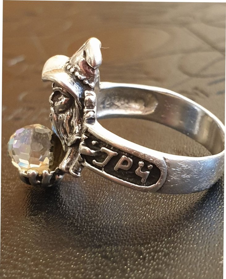 Vintage ring 925 Trollkarlen GANDALF kristallkula