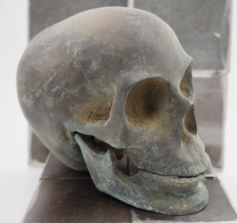 Memento Mori Relik Gjuten Skalle Religiös Barock Gotisk Vanitas Makaber Skulle