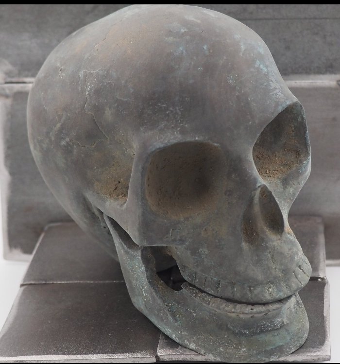 Memento Mori Relik Gjuten Skalle Religiös Barock Gotisk Vanitas Makaber Skulle