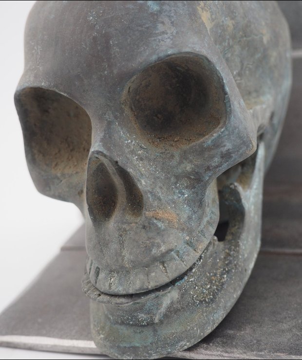 Memento Mori Relik Gjuten Skalle Religiös Barock Gotisk Vanitas Makaber Skulle