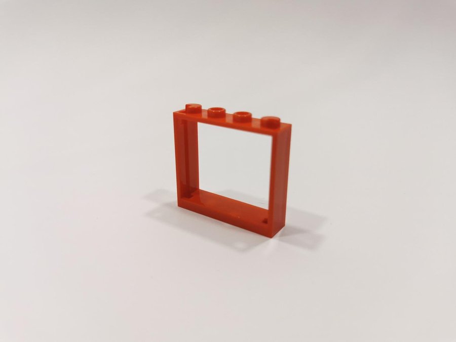 Lego - fönster - karm - 1x4x3 - part 60594 - röd