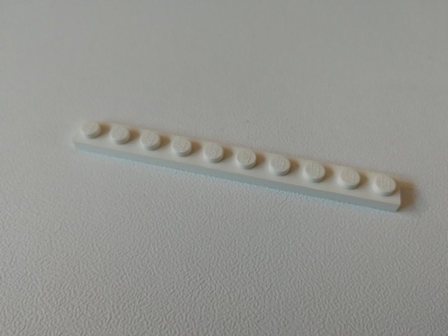 Lego - plate - platt - bas - 1x10 - part 4477 - vit