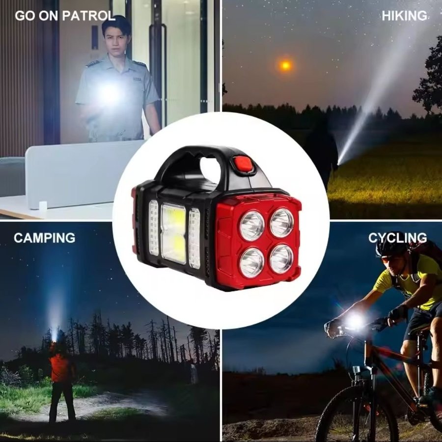 Universal Ficklampa/powerbank/Solcellsuppladdning/camping/fritidslampan