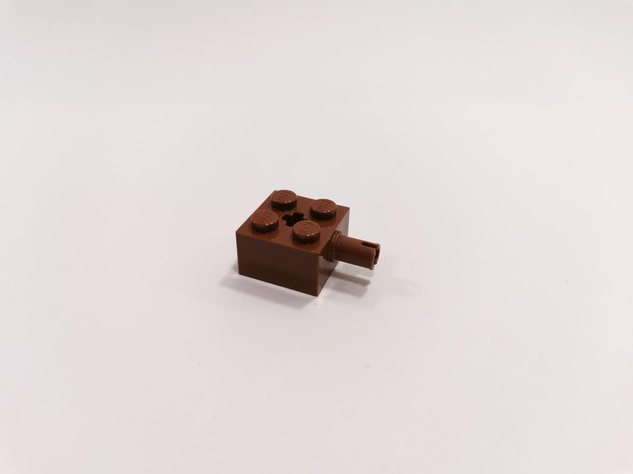 Lego - bit - pin - med axelhål - 2x2 - part 6232 - brun (reddish)