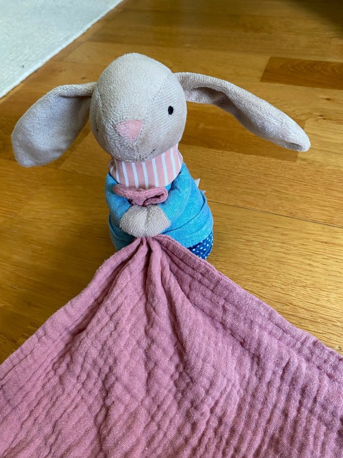 Jellycat snutte med kanin rosa muslin