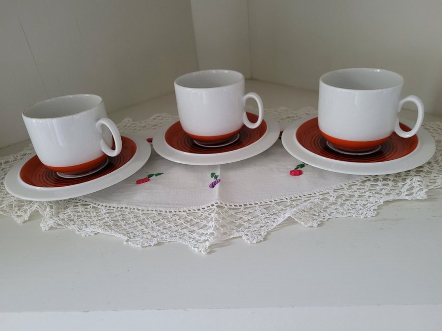 Kaffekoppar med fat Scherzer Bavaria Germany porslin retro