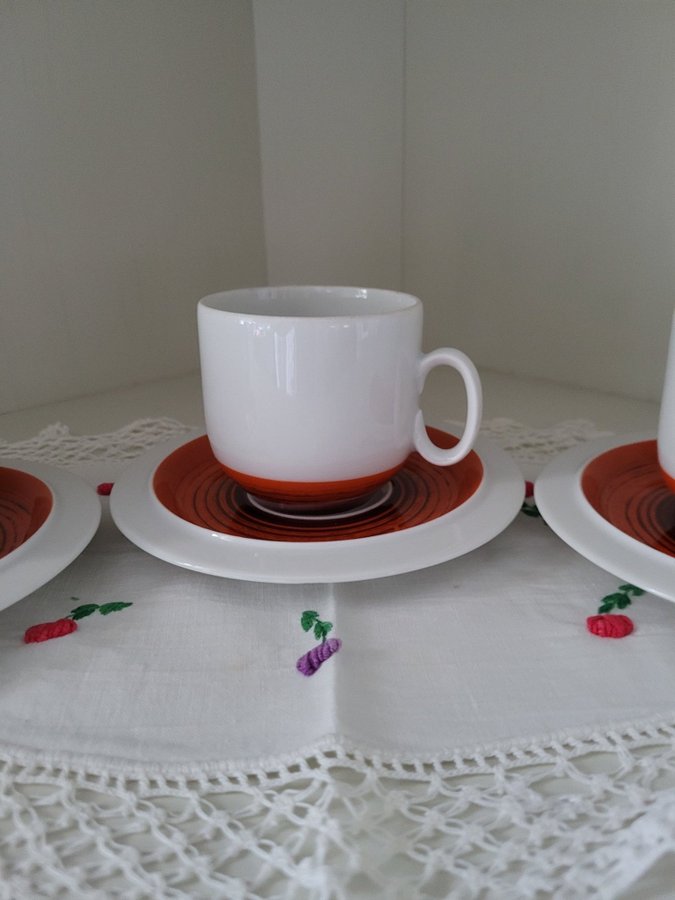 Kaffekoppar med fat Scherzer Bavaria Germany porslin retro