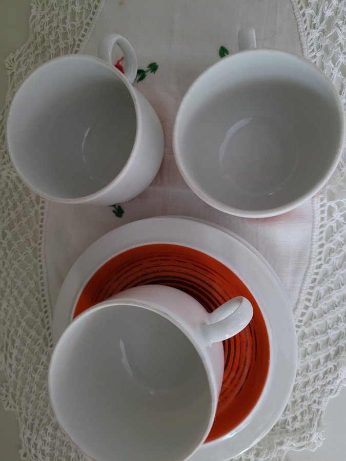 Kaffekoppar med fat Scherzer Bavaria Germany porslin retro