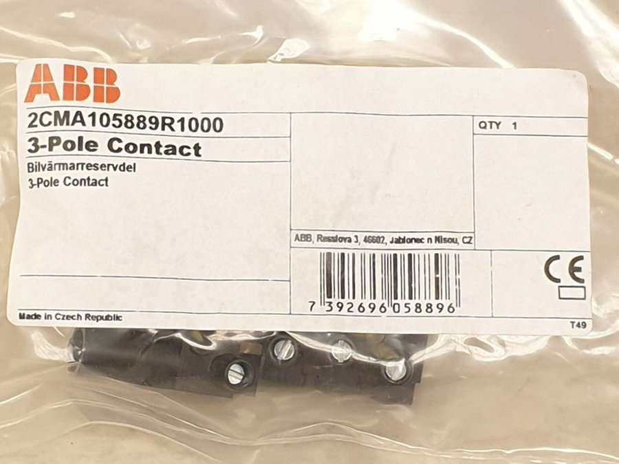 ABB 2CMA105889R1000 3-Pole Contact till motorvärmarcentral Helt nya!