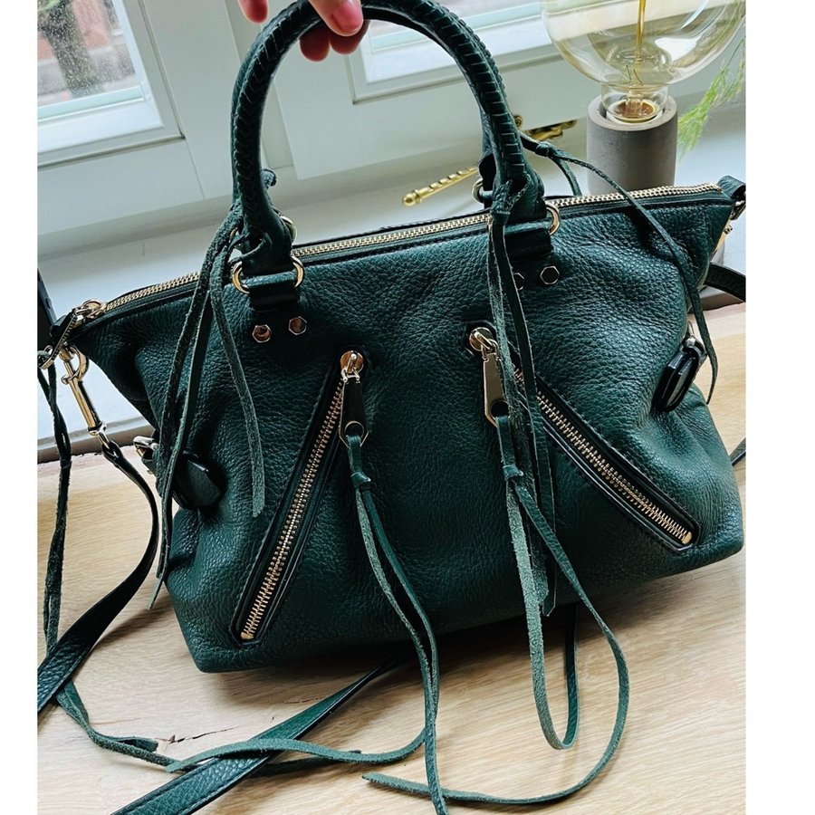 REBECCA MINKOFF Moto satchel bag väska i grön läder