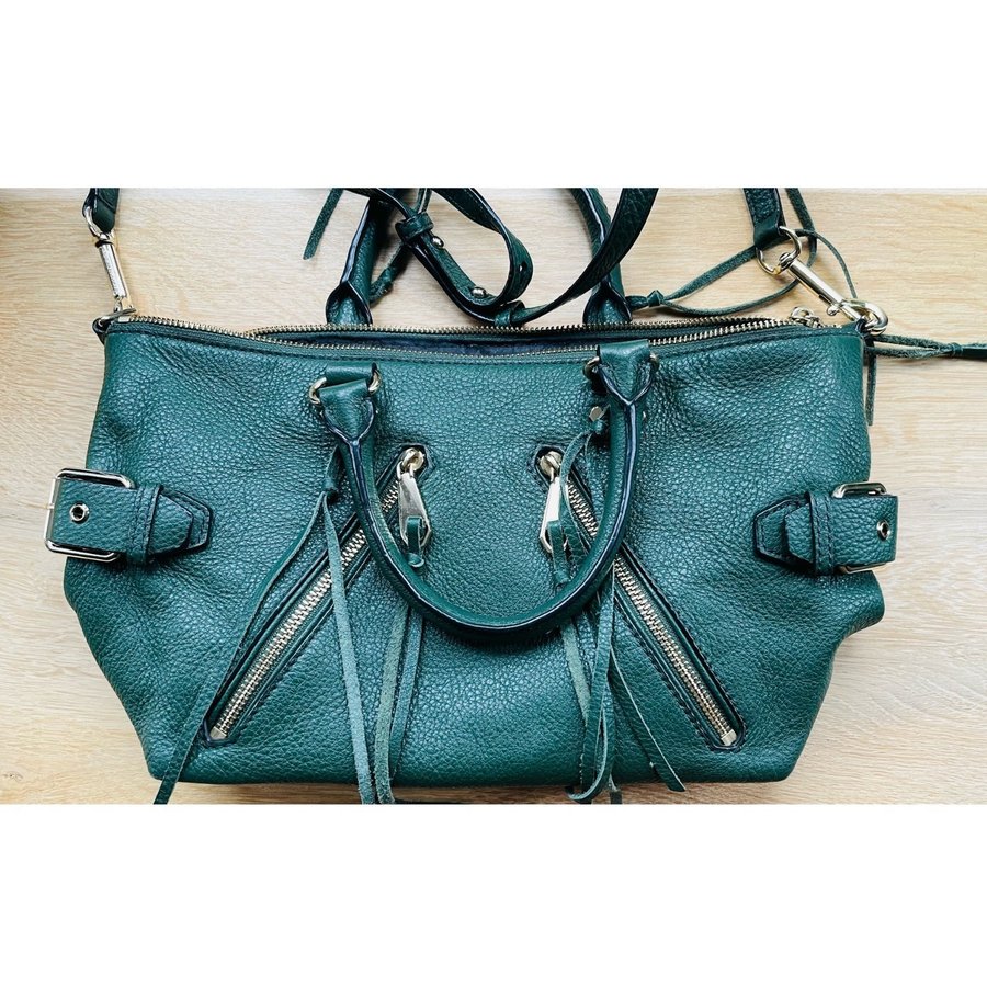 REBECCA MINKOFF Moto satchel bag väska i grön läder