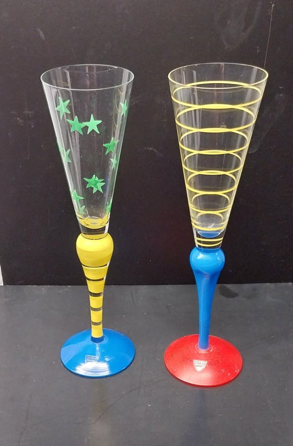 2 st Orrefors Clown champagneglas Anne Nilsson