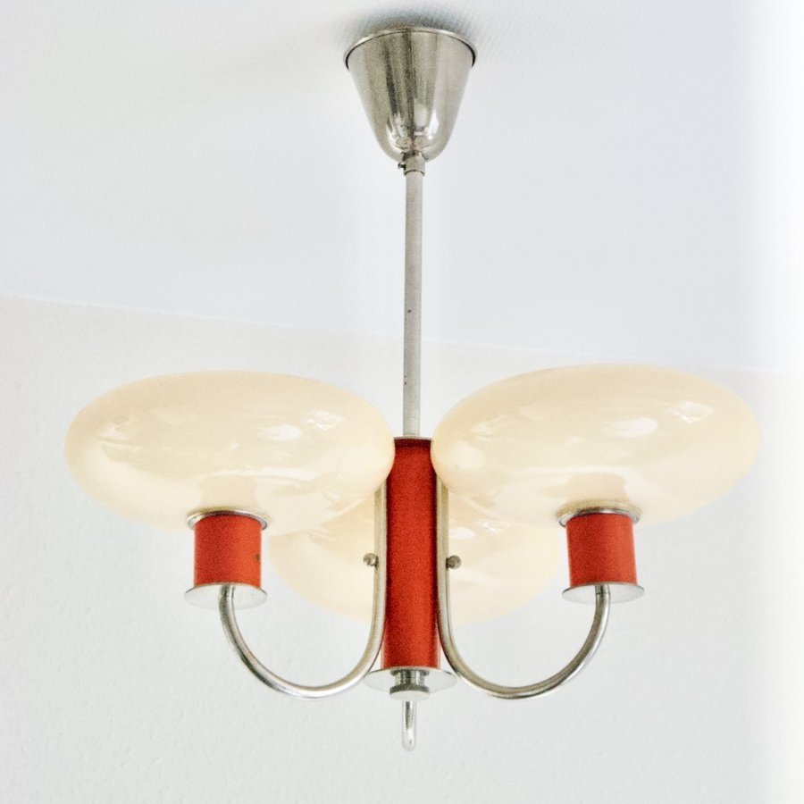 Erik Tidstrand NK taklampa funkis Nordiska kompaniet röd lampa 1930-tal bauhaus