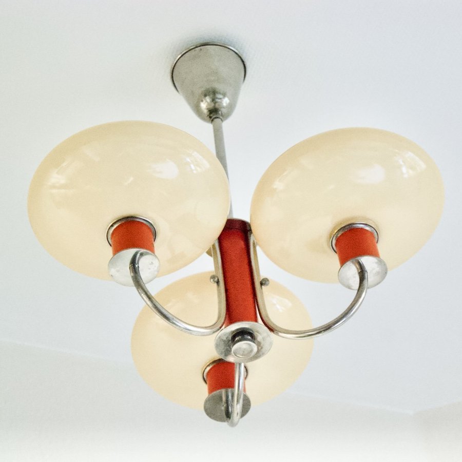 Erik Tidstrand NK taklampa funkis Nordiska kompaniet röd lampa 1930-tal bauhaus