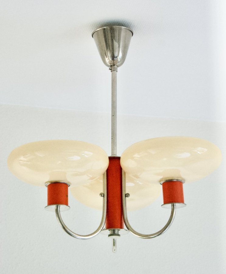 Erik Tidstrand NK taklampa funkis Nordiska kompaniet röd lampa 1930-tal bauhaus