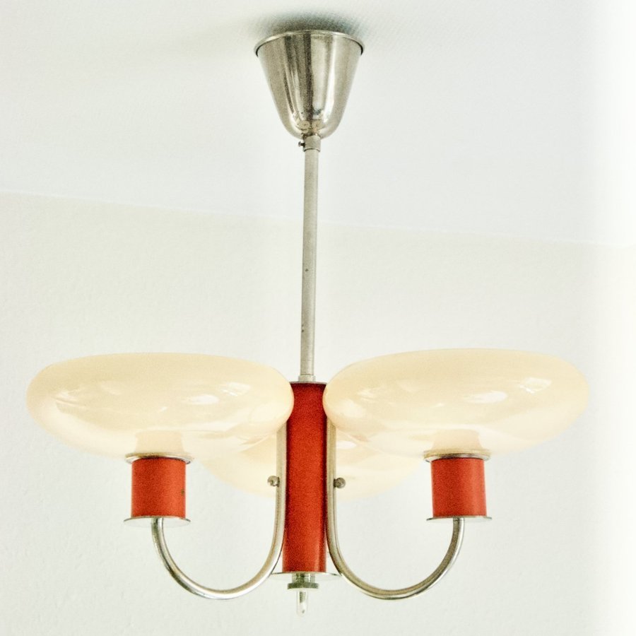 Erik Tidstrand NK taklampa funkis Nordiska kompaniet röd lampa 1930-tal bauhaus