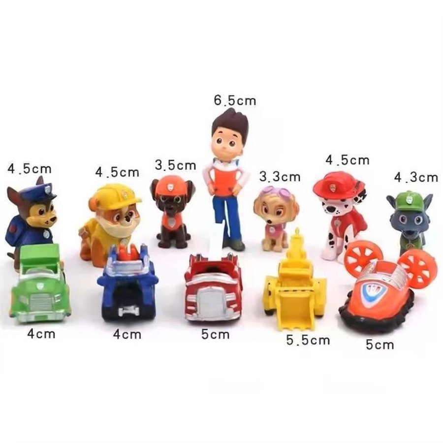 Nya 12 st Paw Patrol Figurset med fordon