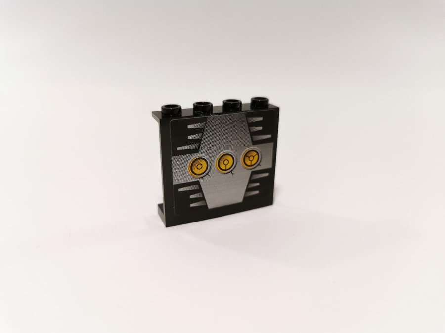 Lego - tryck - klistermärke - panel - 1x4x3 - part 4215 - mönster - svart