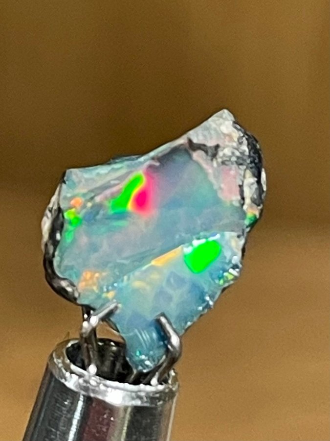 Ca 1,65 carat ETIOPISK ÄKTA OPAL STARKT FÄRGSPEL DE FLESTA MÖJLIGA FÄRGERNA!