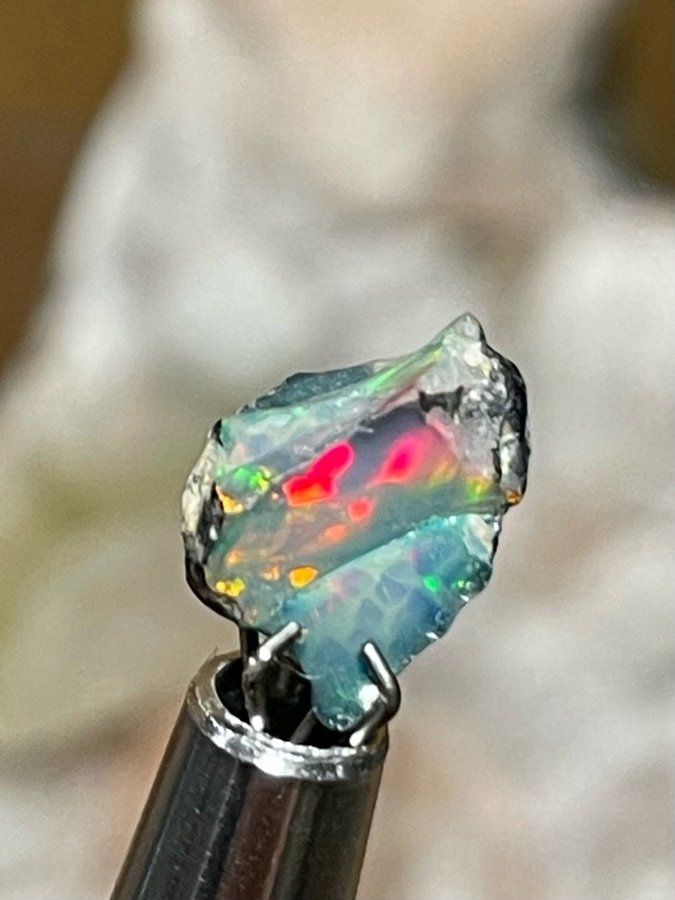 Ca 1,65 carat ETIOPISK ÄKTA OPAL STARKT FÄRGSPEL DE FLESTA MÖJLIGA FÄRGERNA!