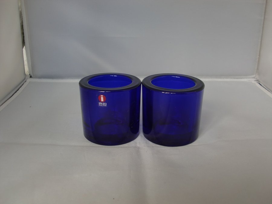 2 ljuslyktor, ljushållare Marimekko Kivi, koboltblå, Cobalt Blue , Heikki Orvola