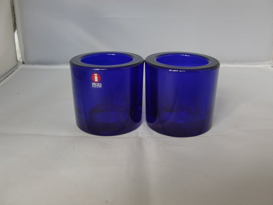 2 ljuslyktor, ljushållare Marimekko Kivi, koboltblå, Cobalt Blue , Heikki Orvola